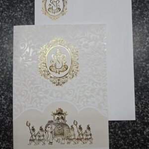Royal Baraat and Ganesha on premium ivory base Invitation Card