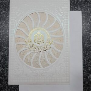 Pinwheel mandala wreath and Ganesha on layered ivory base Invitation Card