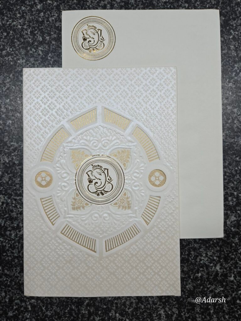 Premium geometric and Ganesha on highly textured pearlescent base Card