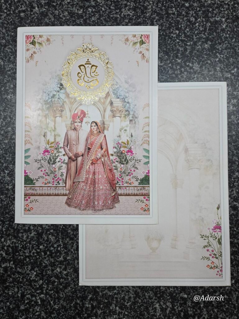 Royal bride & groom portrait and palace architecture Invitation Card