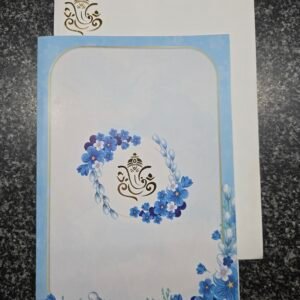 Blue botanical floral and Ganesha Invitation Card