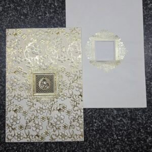 Gold foil square frame and dense floral vine Invitation Card