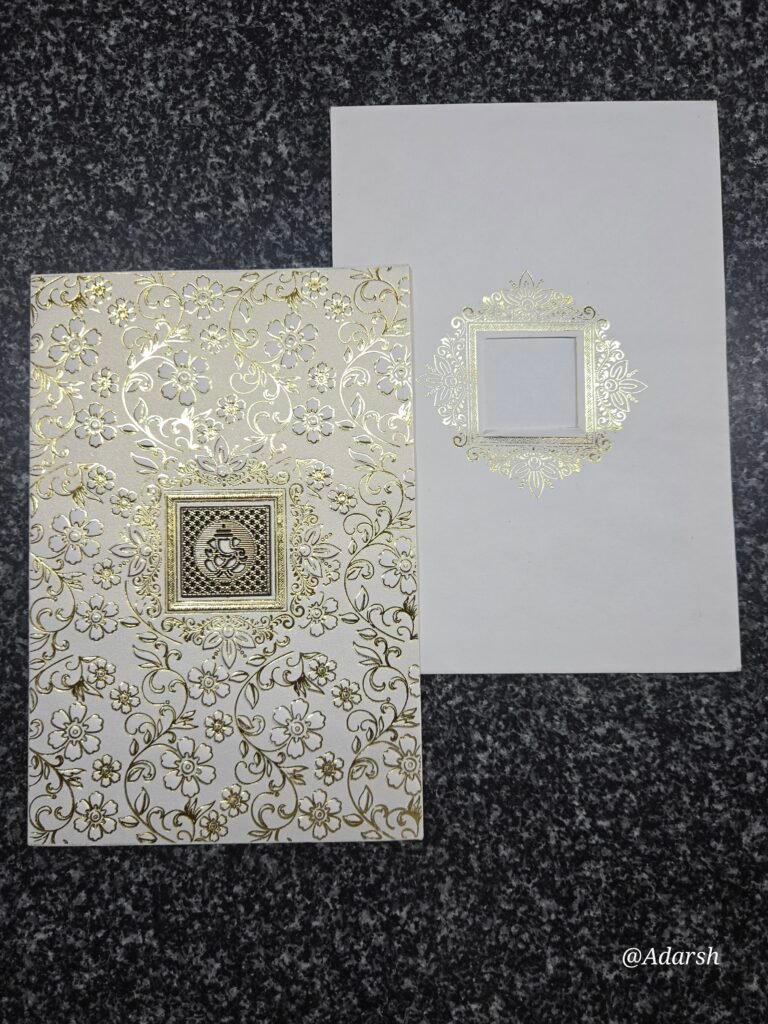 Gold foil square frame and dense floral vine Invitation Card