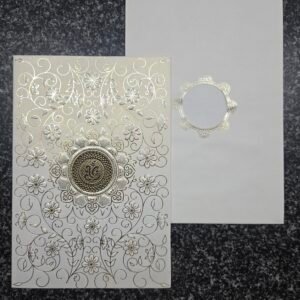 Gold filigree floral vine and Ganesha motifi Invitation Card