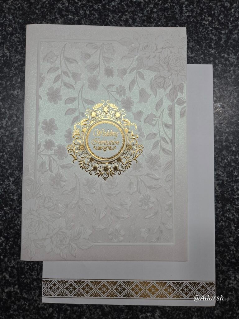 A pearl-white textured Invitation Card