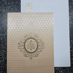 Quilted pattern and central metallic cream foil floral Invitation Card
