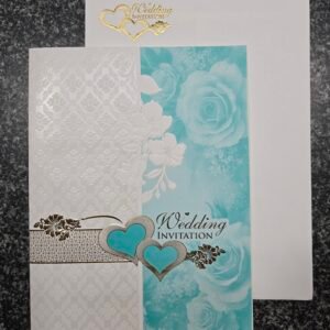 Turquoise-blue rose vertical-split Invitation Card