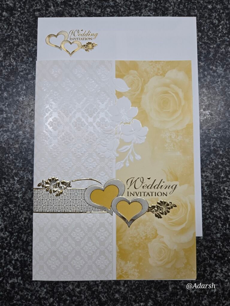 Yellow-gold rose vertical-split Invitation Card