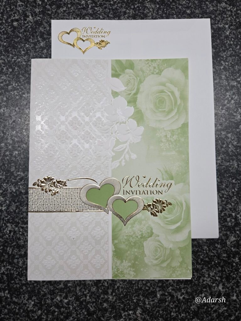 Green rose vertical-split Invitation Card