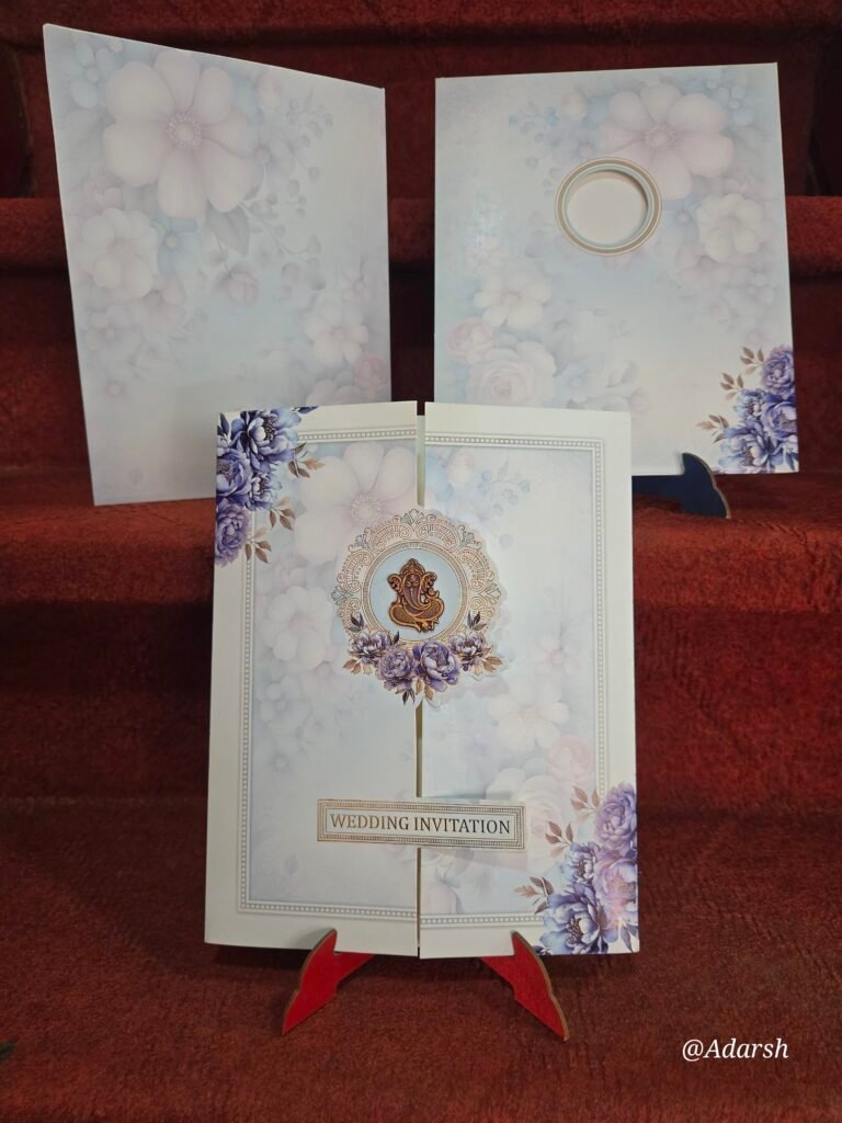 Purple Pastel Floral Gatefold Wedding Card