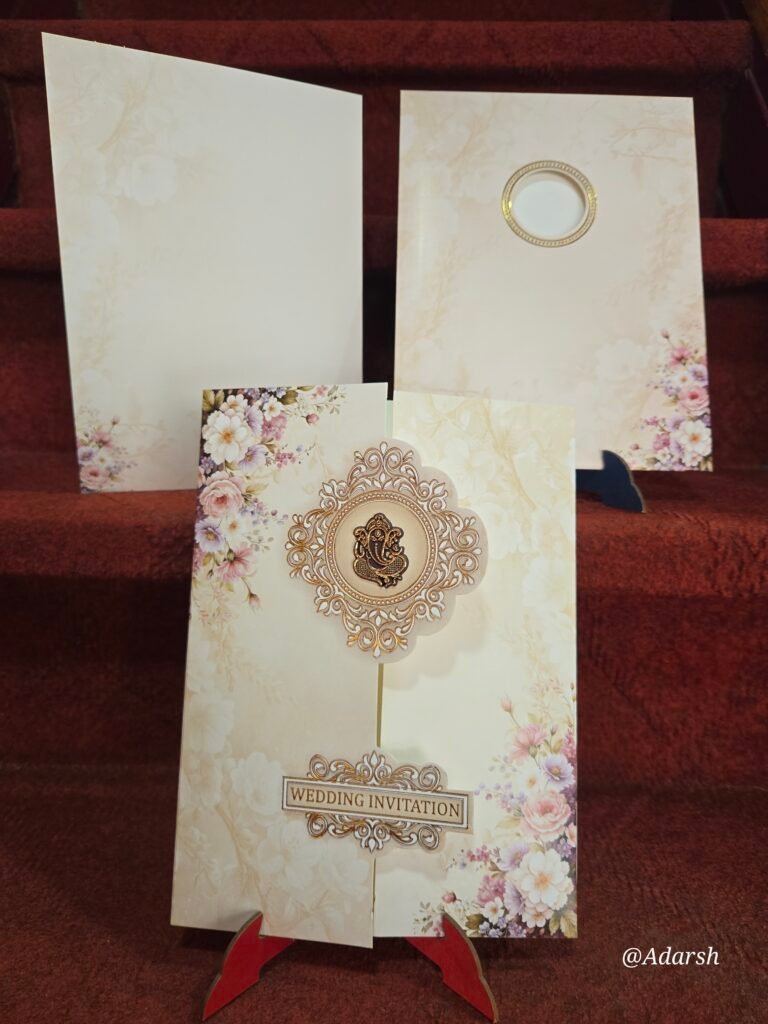 Cream and Pastel Floral Gatefold Wedding Card