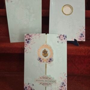 Mint Green Pastel Floral Gatefold Wedding Card