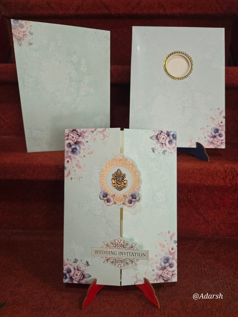 Mint Green Pastel Floral Gatefold Wedding Card