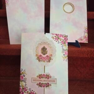 Light Pink Pastel Floral Gatefold Wedding Card