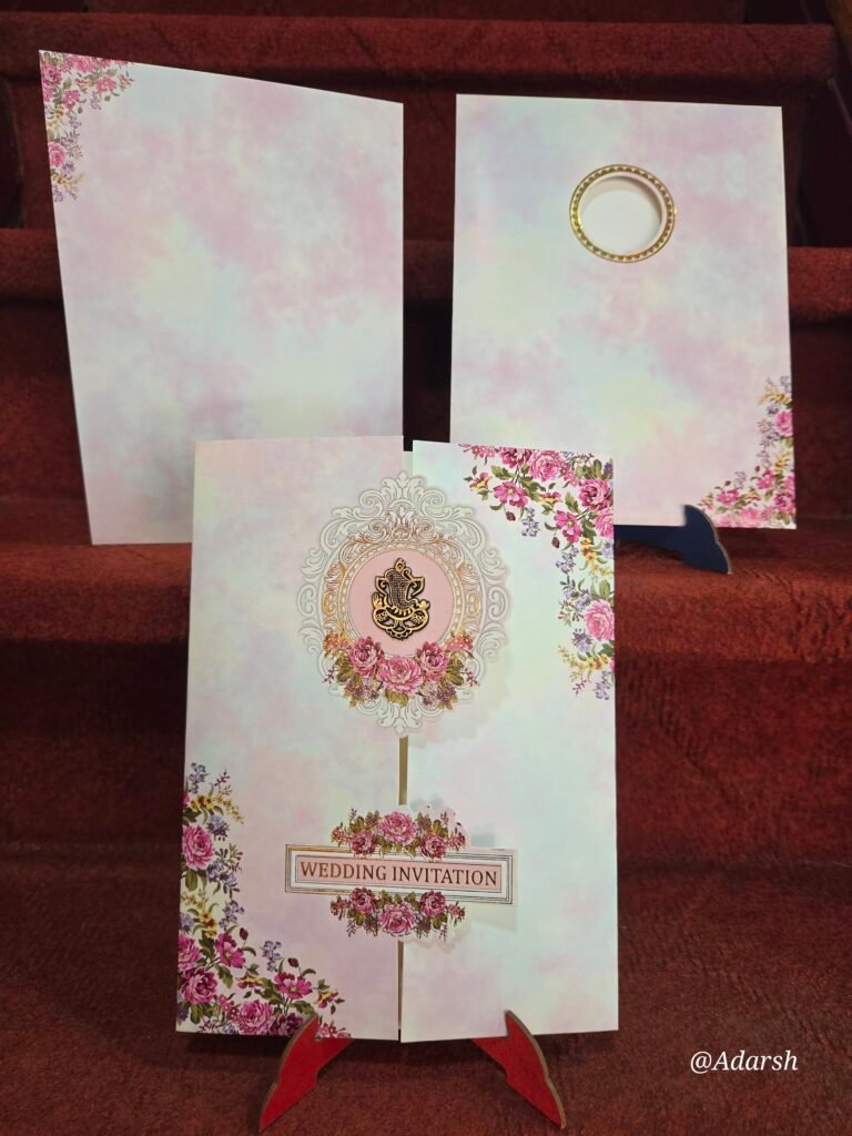 Light Pink Pastel Floral Gatefold Wedding Card