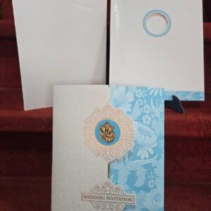 Light Blue Pastel Floral Gatefold Wedding Invitation Card