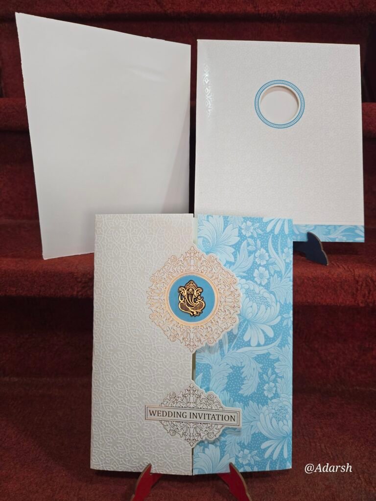 Light Blue Pastel Floral Gatefold Wedding Invitation Card