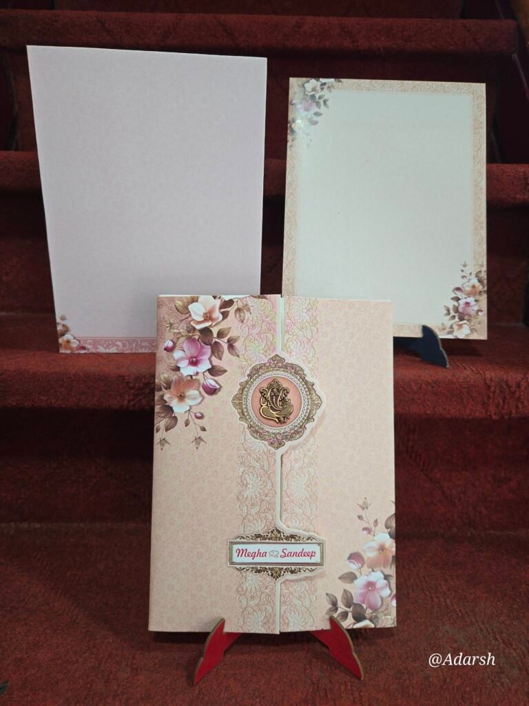 Beige and Brown Pastel Floral Gatefold Wedding Invitation Card