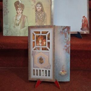 Traditional Jharokha Style Bride & Groom Wedding Invitation Card