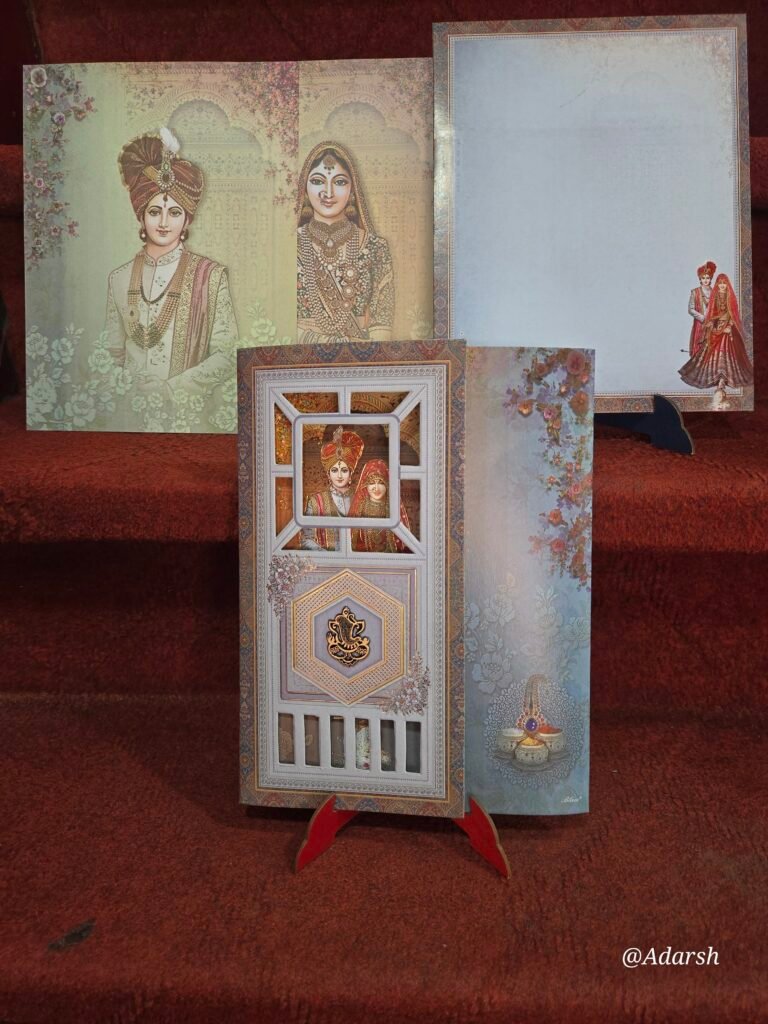 Traditional Jharokha Style Bride & Groom Wedding Invitation Card