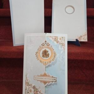 Light Blue and Cream Gatefold Floral Wedding Invitation Card