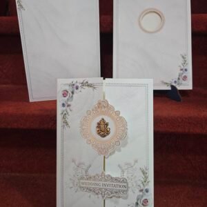 White and Silver Pastel Floral Gatefold Wedding Invitation Card