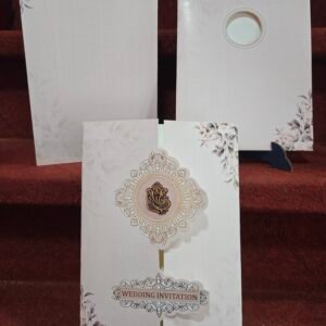 Off-White and Dusty Rose Floral Gatefold Wedding Invitation Card
