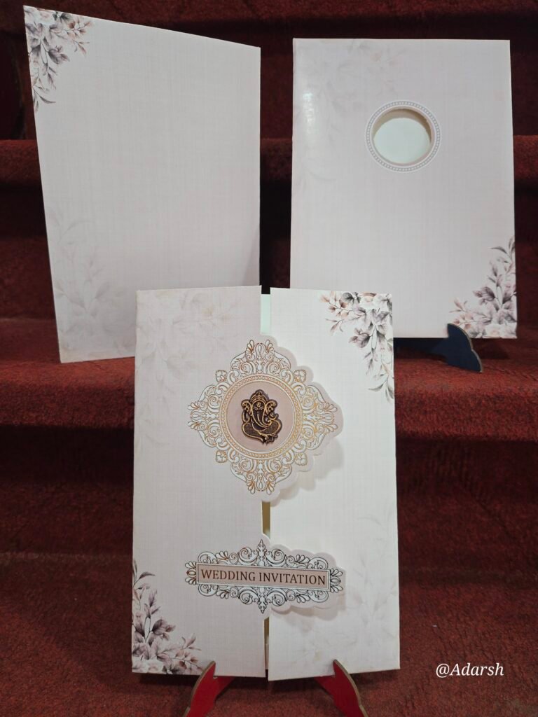 Off-White and Dusty Rose Floral Gatefold Wedding Invitation Card