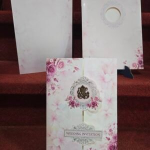 Magenta and Light Pink Floral Gatefold Wedding Invitation Card