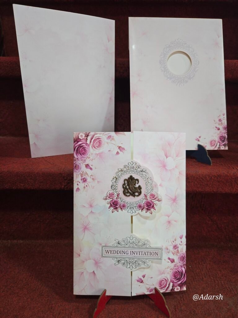 Magenta and Light Pink Floral Gatefold Wedding Invitation Card
