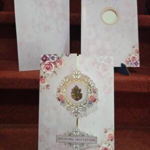 Mauve and Peach Pastel Floral Gatefold Wedding Invitation Card