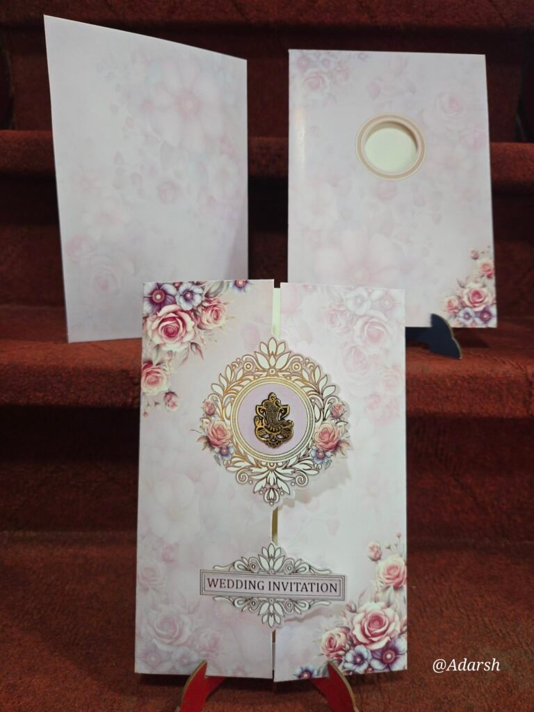 Mauve and Peach Pastel Floral Gatefold Wedding Invitation Card