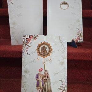 Traditional Bride & Groom Floral Gatefold Wedding Invitation Card