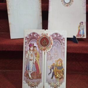 Traditional Royal Palace & Baraat Gatefold Wedding Invitation Card