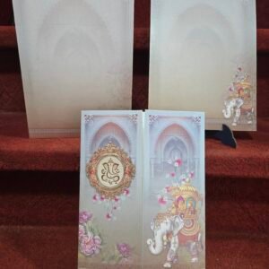 Traditional Royal Elephant & Baraat Gatefold Wedding Invitation Card