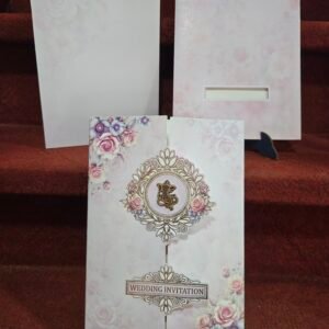 Mauve and Peach Floral Gatefold Wedding Invitation Card