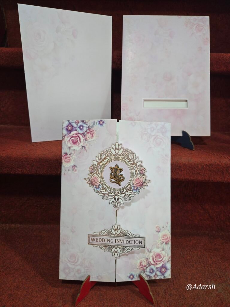 Mauve and Peach Floral Gatefold Wedding Invitation Card