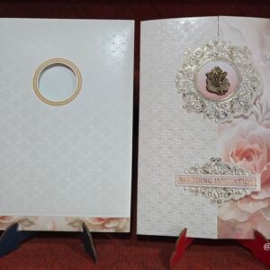 Blush Pink Rose and Self-Embossed Gatefold Wedding Invitation Card