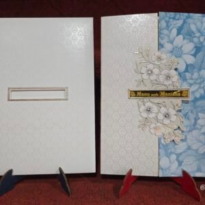 Blue Floral and Self-Embossed Gatefold Wedding Invitation Card