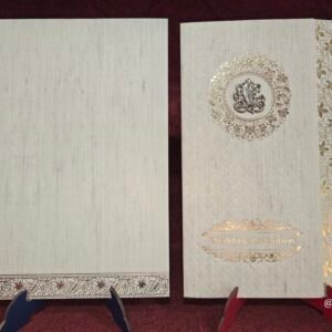 Premium Silk Textured Ganesha Wedding Invitation Card