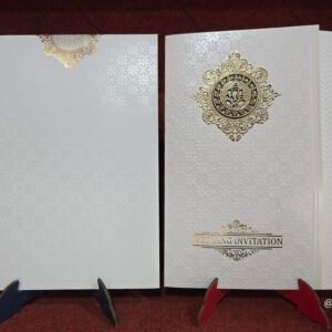Premium Off-White Self-Embossed Wedding Invitation Card