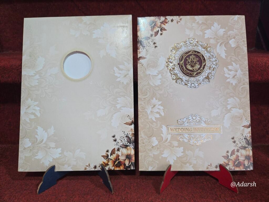 Golden Beige and Autumn Floral Wedding Invitation Card