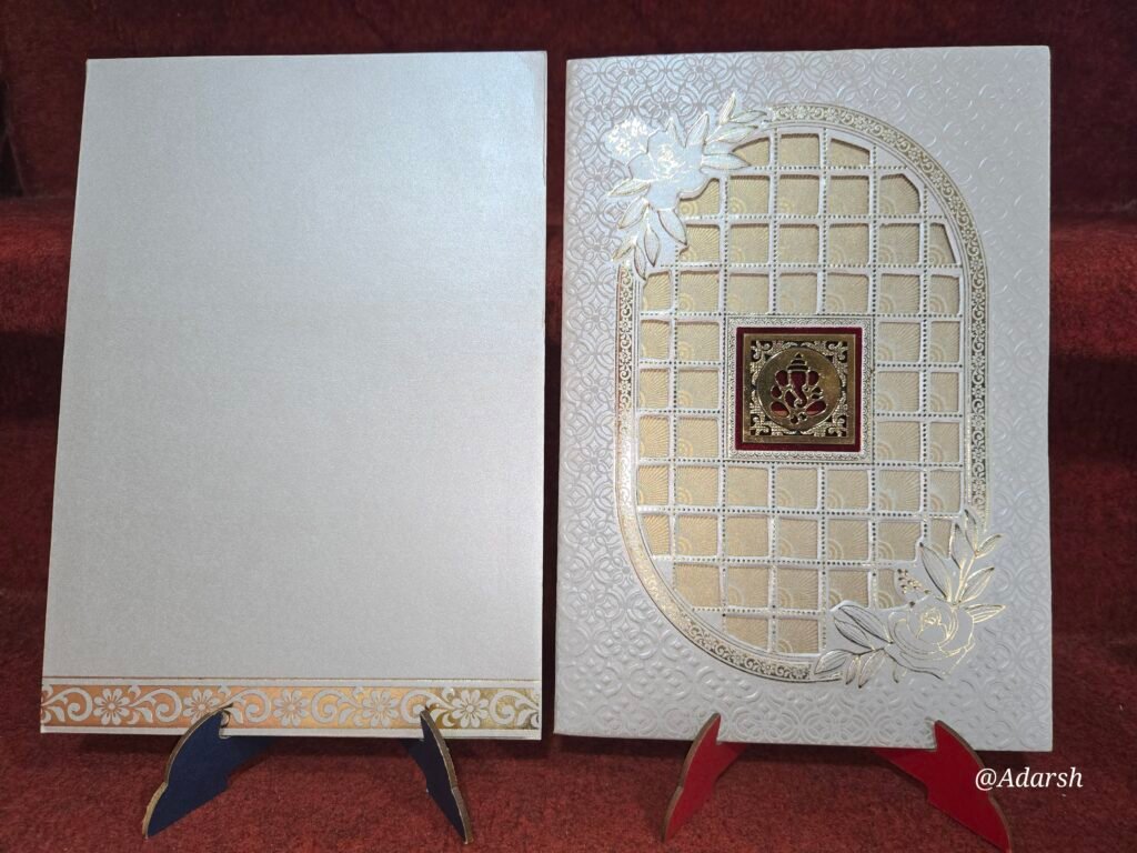 Premium Off-White Laser-Cut Lattice Wedding Invitation Card