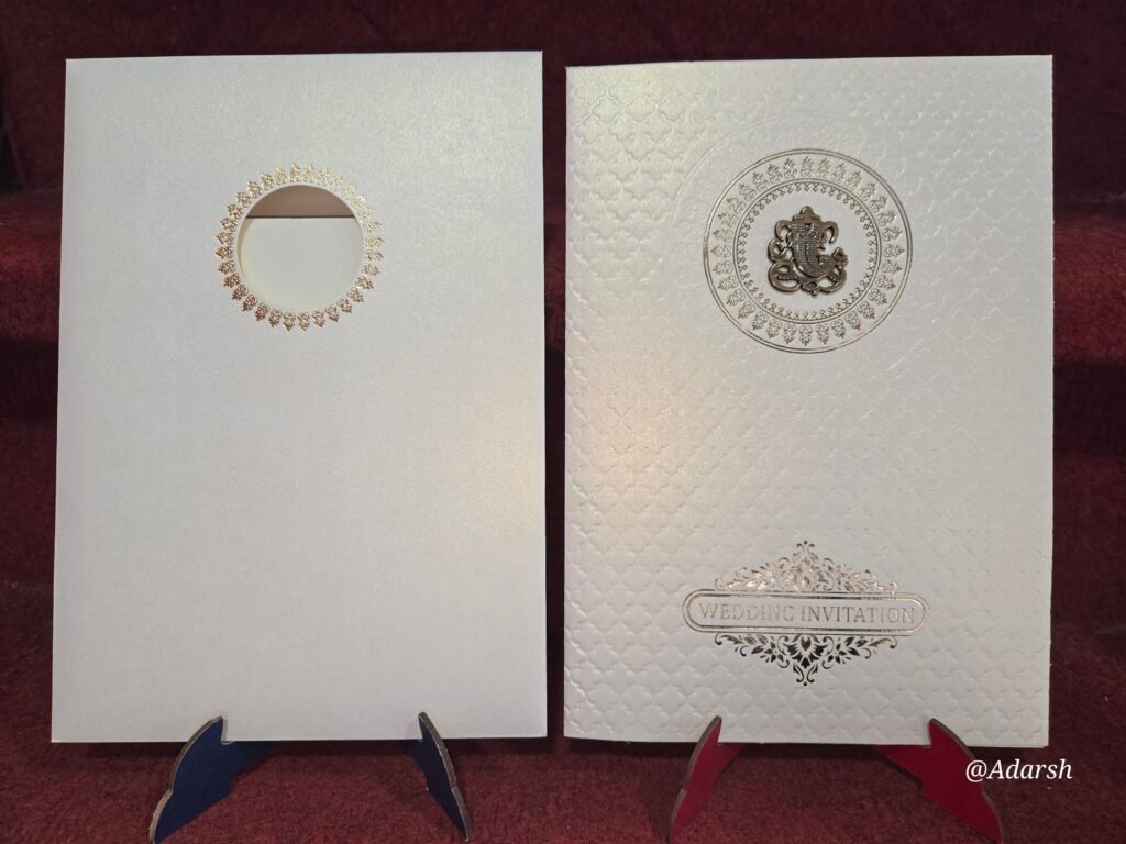 Off-White Quilted Self-Embossed Wedding Invitation Card