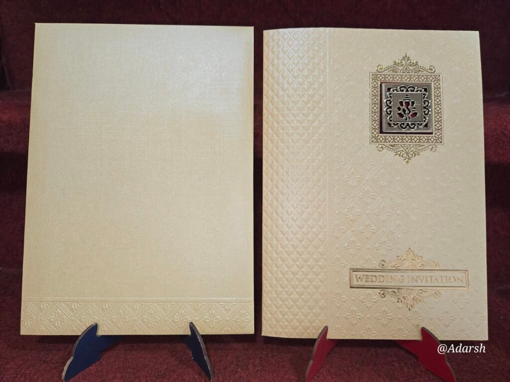 Premium Metallic Gold Embossed Wedding Invitation Card