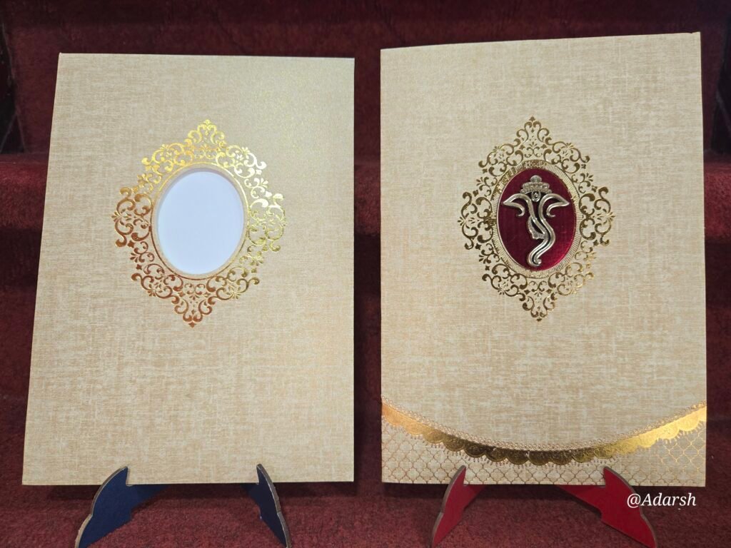 Premium Metallic Gold Silk Textured Wedding Invitation Card