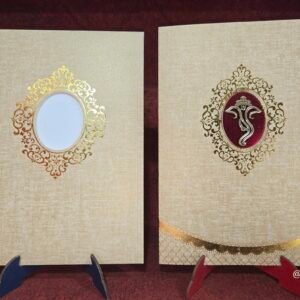 Premium Metallic Gold Silk Textured Wedding Invitation Card