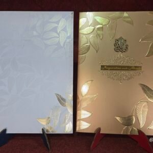 Premium Metallic Gold Embossed Leaf Wedding Invitation Card