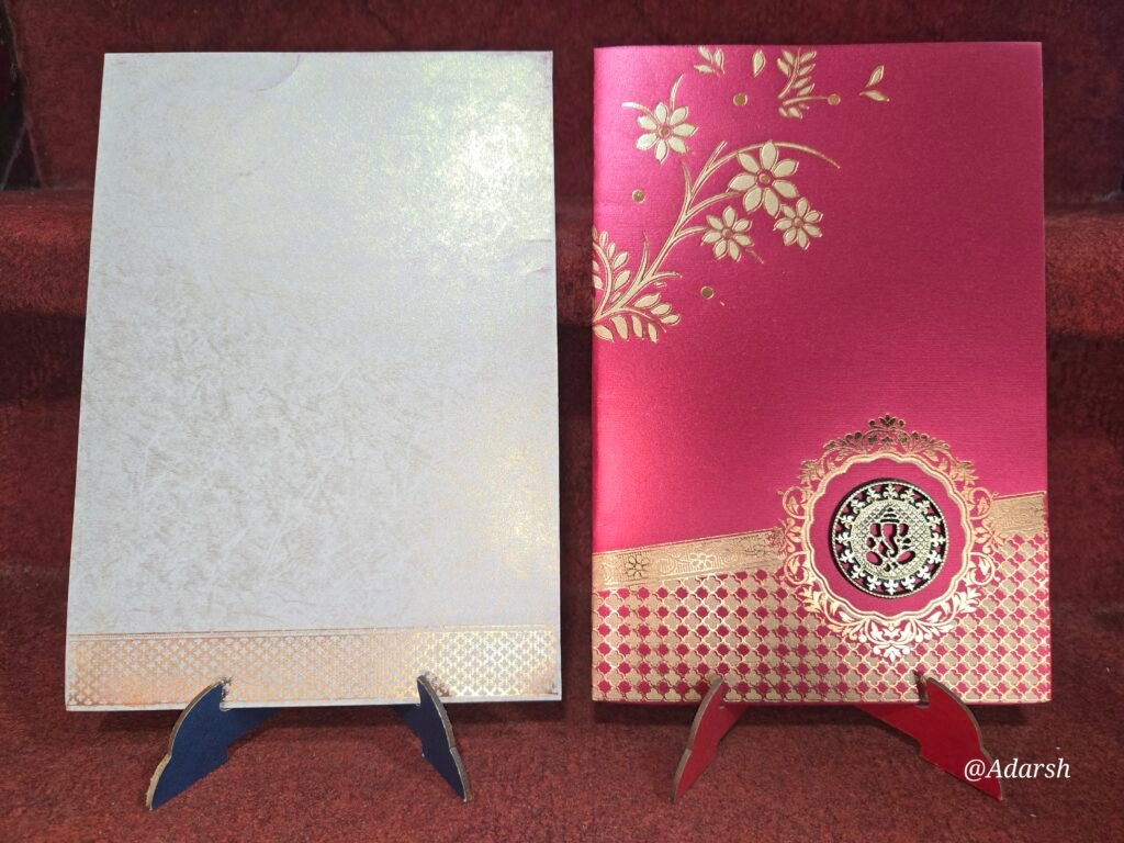 Premium Deep Pink and Gold Traditional Wedding Invitation Card
