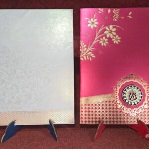 Premium Deep Pink and Gold Traditional Wedding Invitation Card